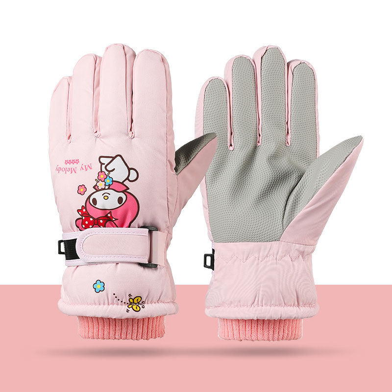 Kids Outdoor Gloves - Melody Kuromi Winter Children Fleece Gloves