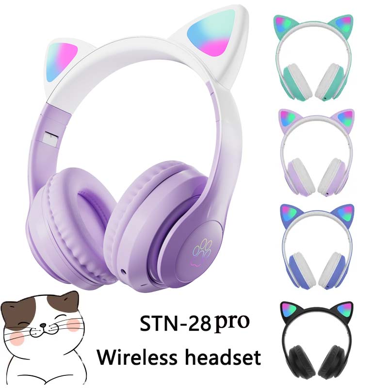 Kids Outdoor Videos - Newest STN-28 Wireless Headset Cat Ear