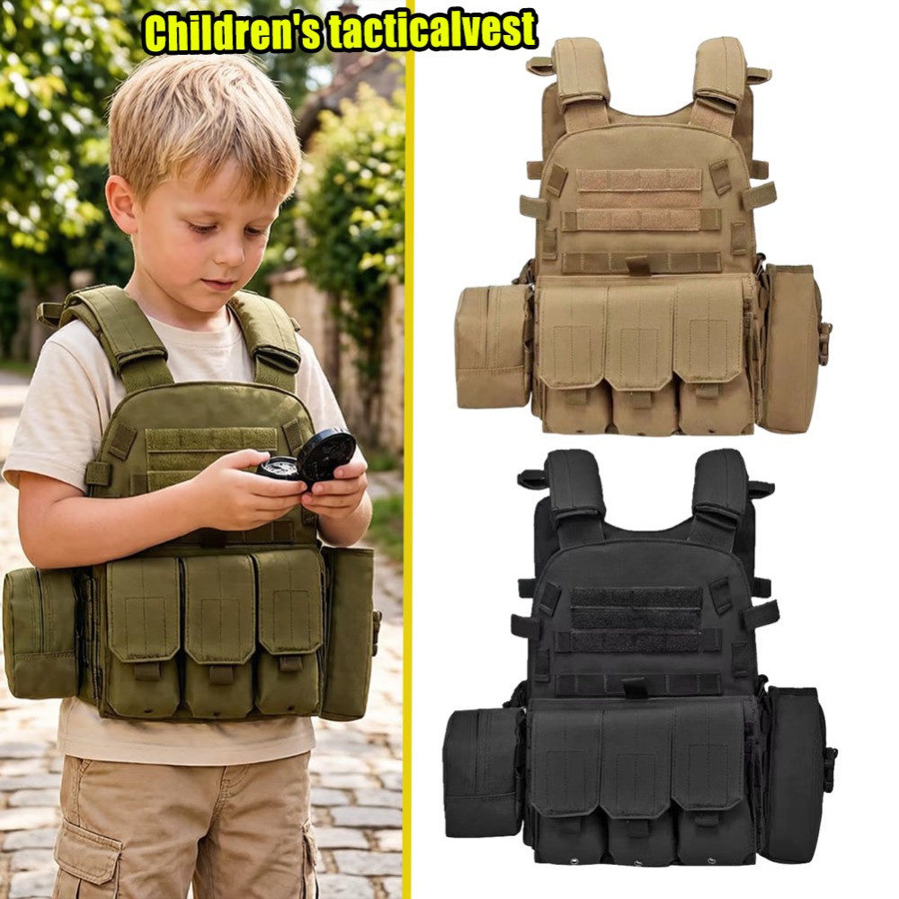 Kids Outdoor Vest - Children Airsoft Paintball Vest Adjustable Tactical