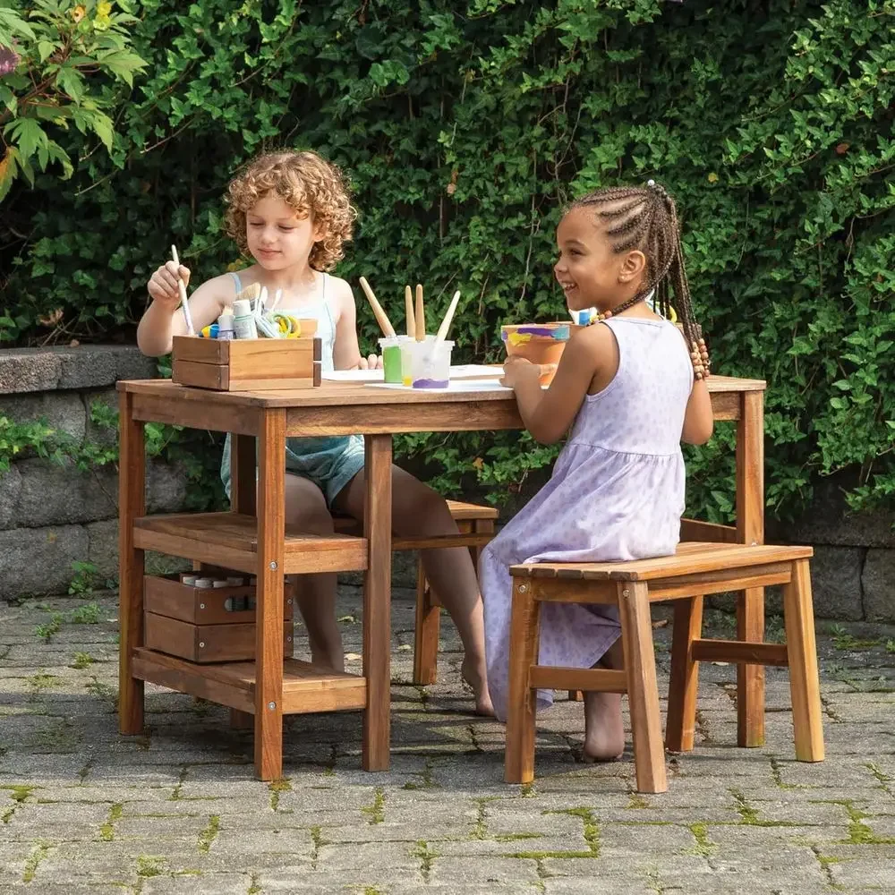 Kids Outdoor Bench - Kids Outdoor Crat Table and 2