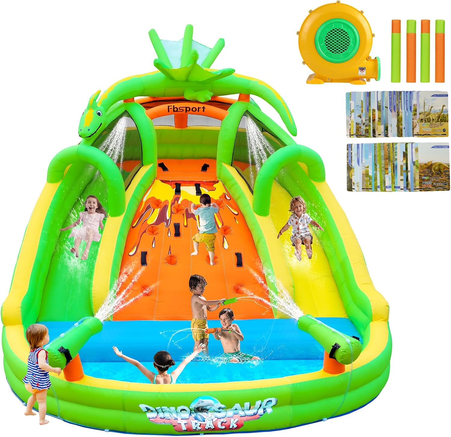 Kids Outdoor Climbing Wall - Kids Inflatable Bounce House with Slide,