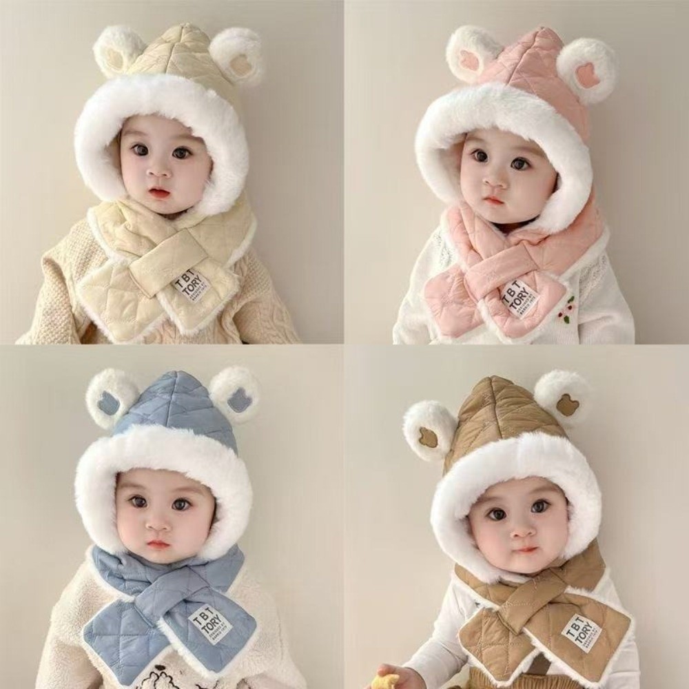 Kids Outdoor Gloves - New Integrated Hat Scarf Set Warm