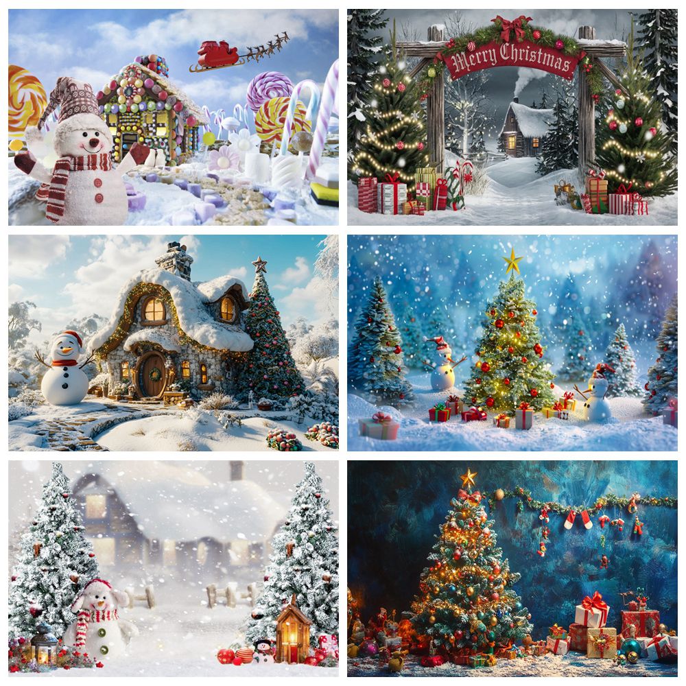 Kids Outdoor Treehouse - Winter Christmas Backdrop Outdoor Snow Xmas