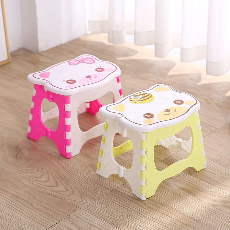 Kids Outdoor Bench - Portable Foldable Plastic Kids Stool Cute