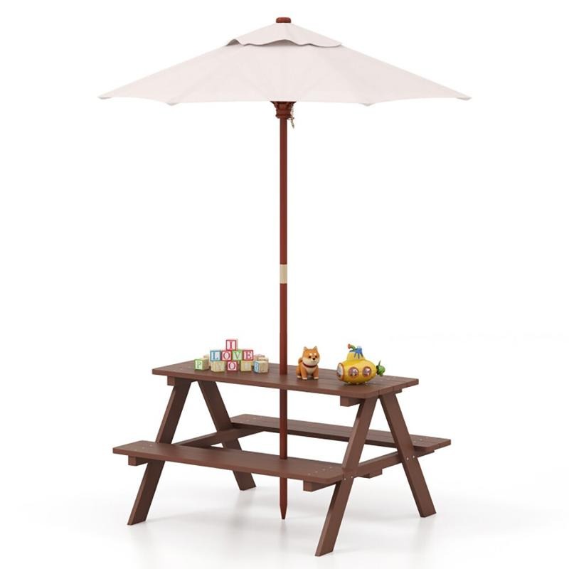 Kids Outdoor Bench - Outdoor 4-Seat Kids Picnic Table Bench