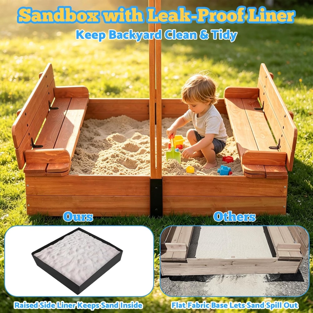 US Shipping Wooden Kids Sandbo - Kids Outdoor Sandbox recension och pris
