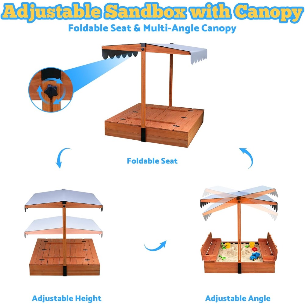 US Shipping Wooden Kids Sandbo - Kids Outdoor Sandbox recension och pris