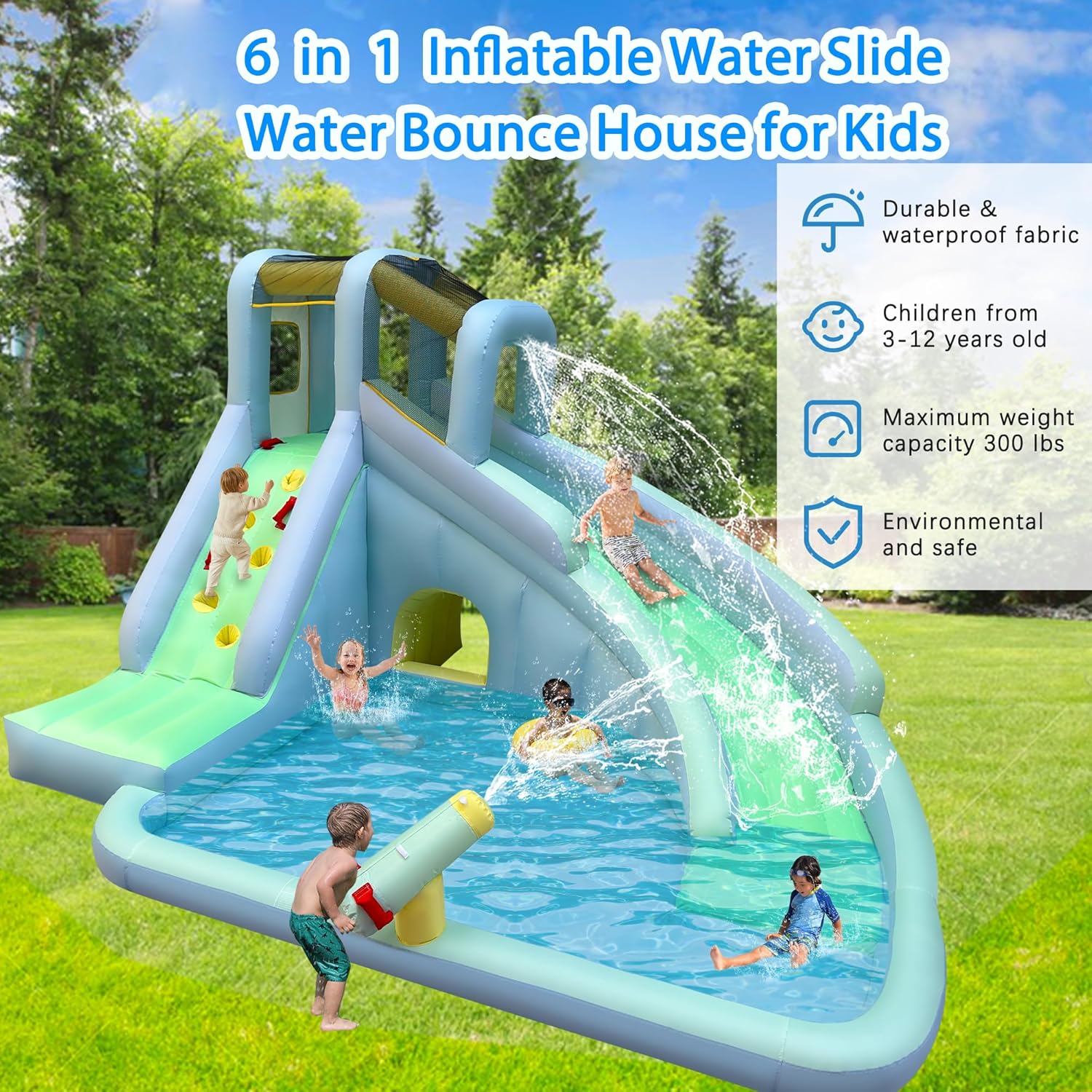 6-in-1 Inflatable Kids Bounce  - Kids Outdoor Climbing Wall recension och pris