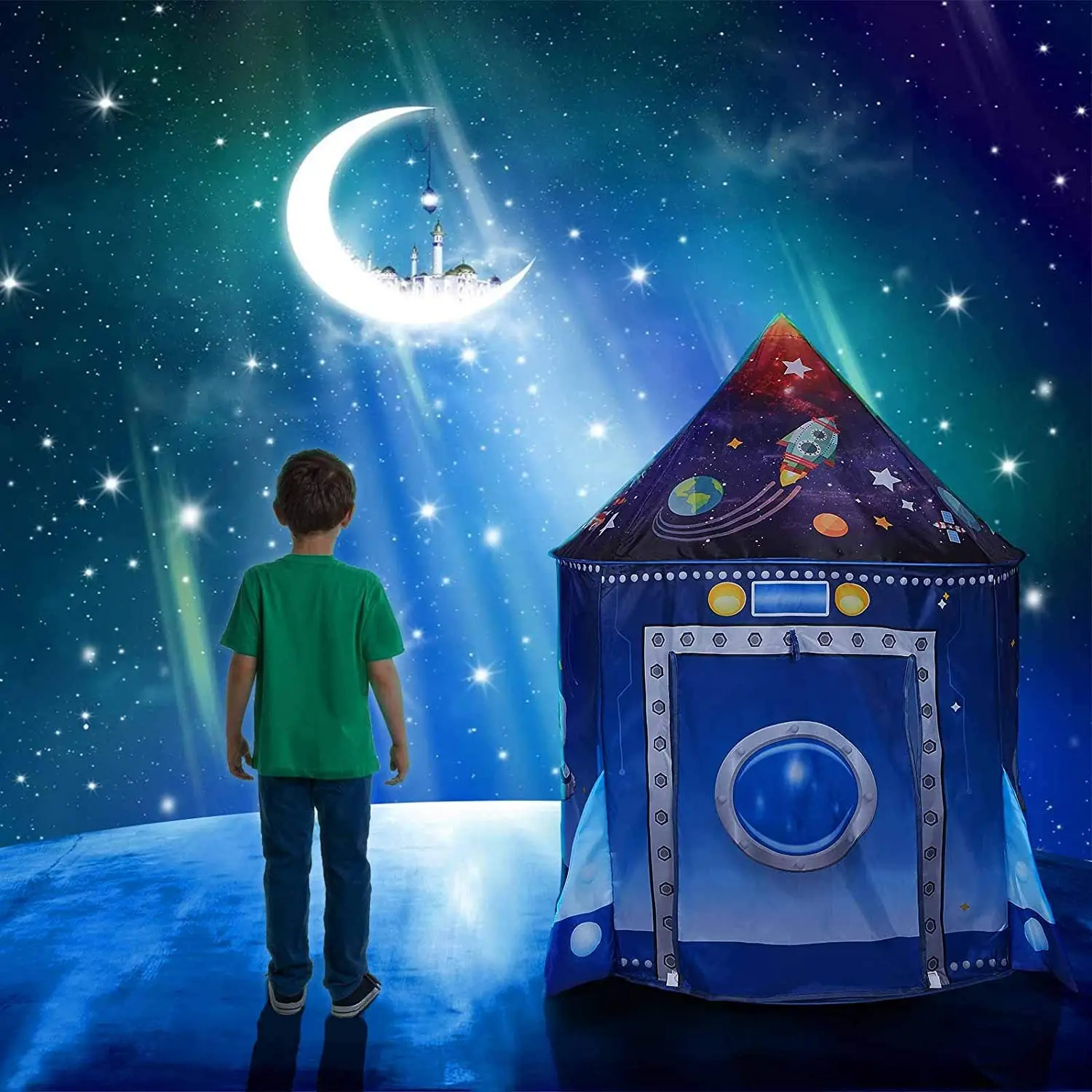 Rocket Ship Kids Tent Pop Up P - Kids Outdoor Play Tent recension och pris