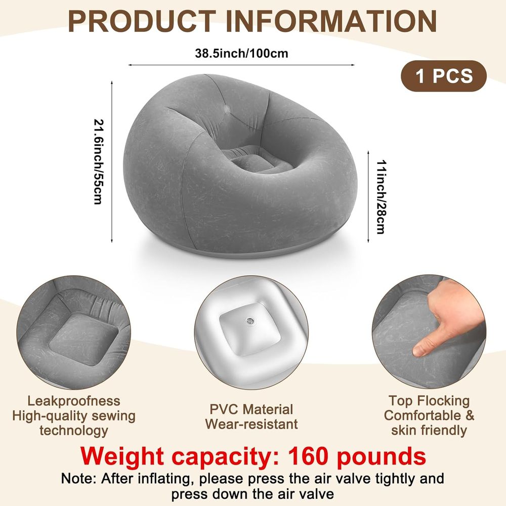 Inflatable Bean Bag Chairs, Gr - Kids Outdoor Loungers recension och pris