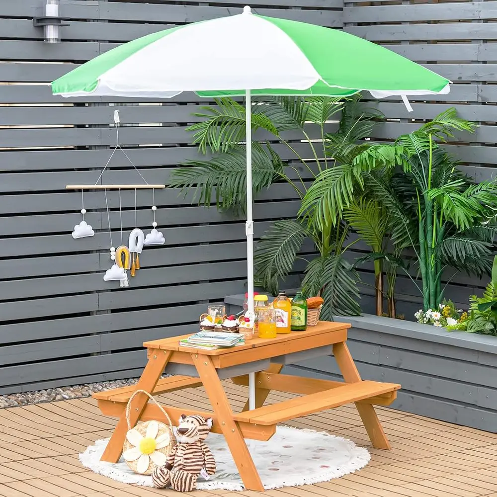 4-in-1 Wooden Sand & Water Pic - Kids Outdoor Sandbox recension och pris