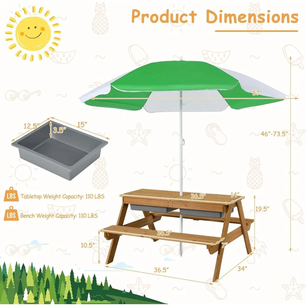 4-in-1 Wooden Sand & Water Pic - Kids Outdoor Sandbox recension och pris