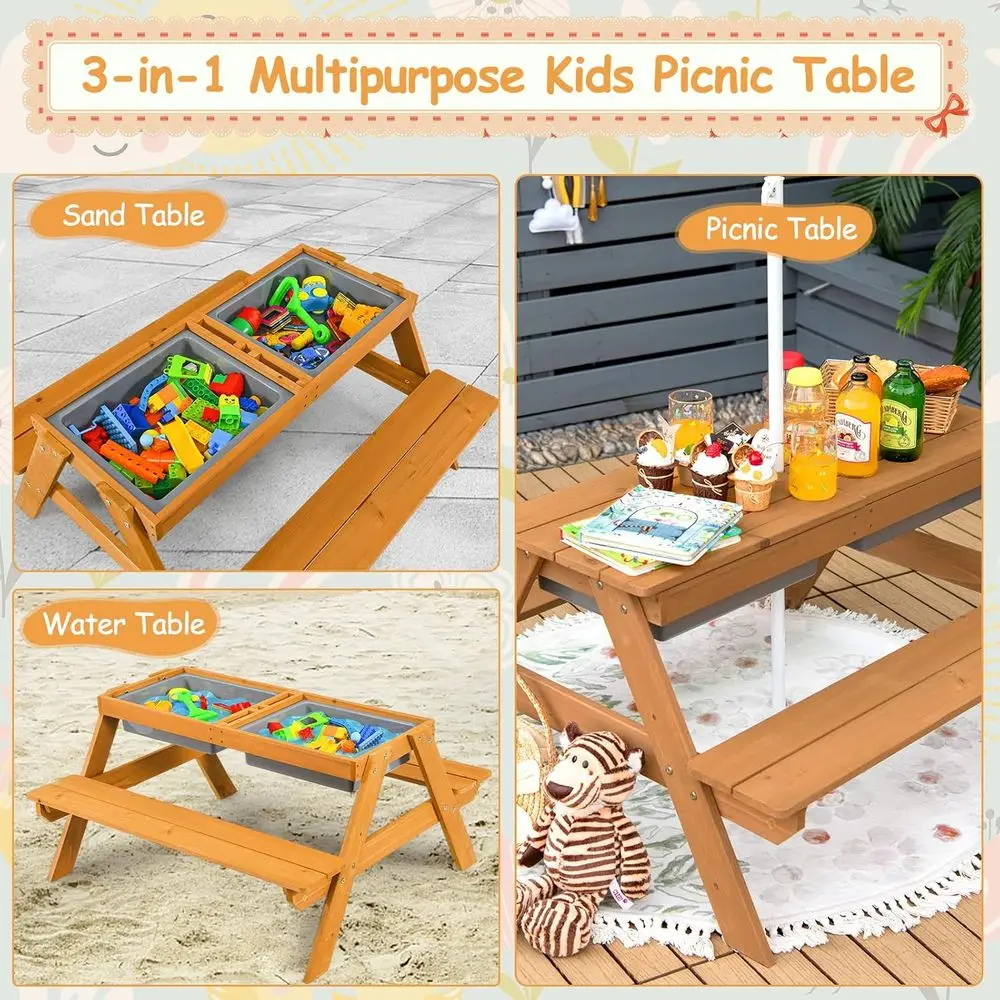 4-in-1 Wooden Sand & Water Pic - Kids Outdoor Sandbox recension och pris