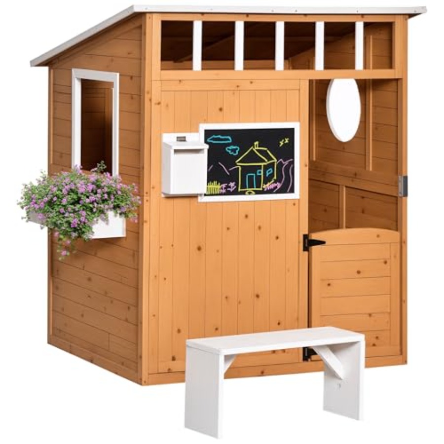 Outdoor Wooden Playhouse For K - Kids Outdoor Bench recension och pris