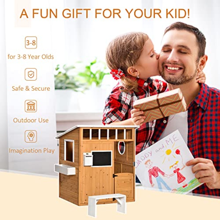 Outdoor Wooden Playhouse For K - Kids Outdoor Bench recension och pris