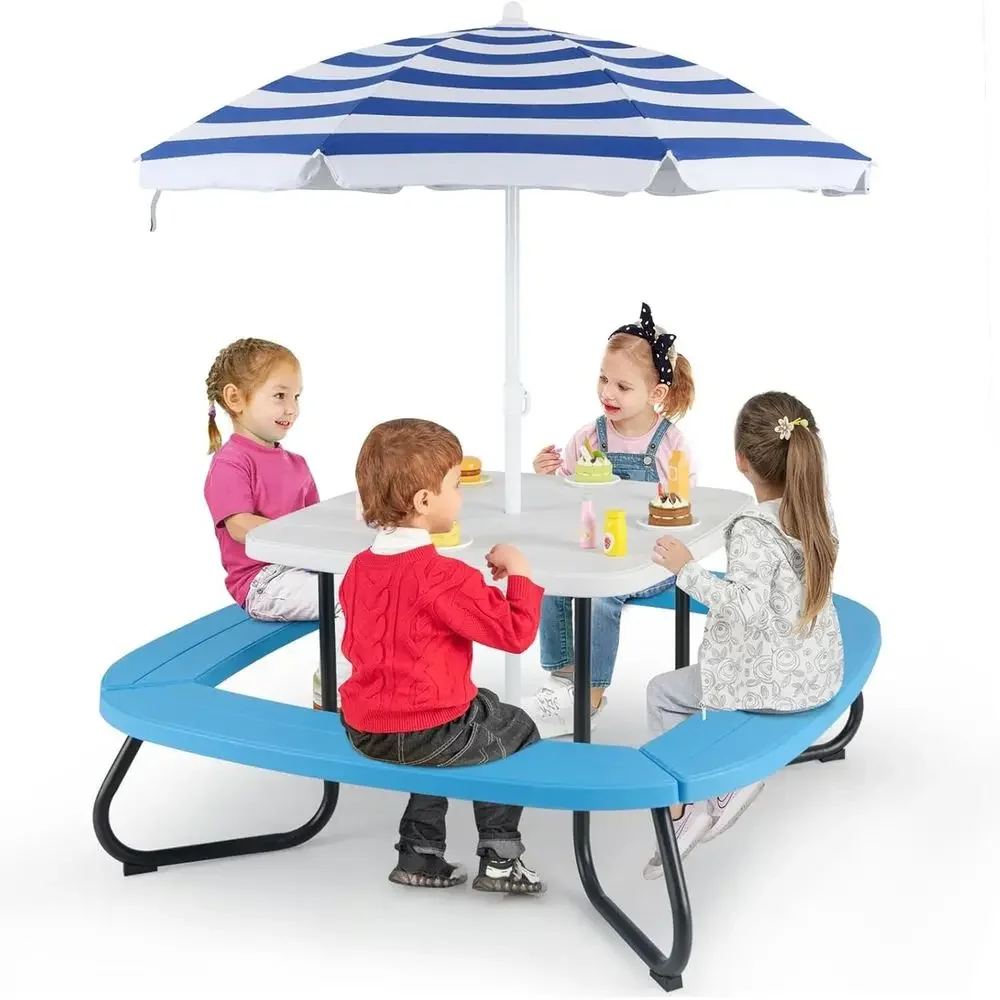 8-Person Kids Picnic Table wit - Kids Outdoor Bench recension och pris