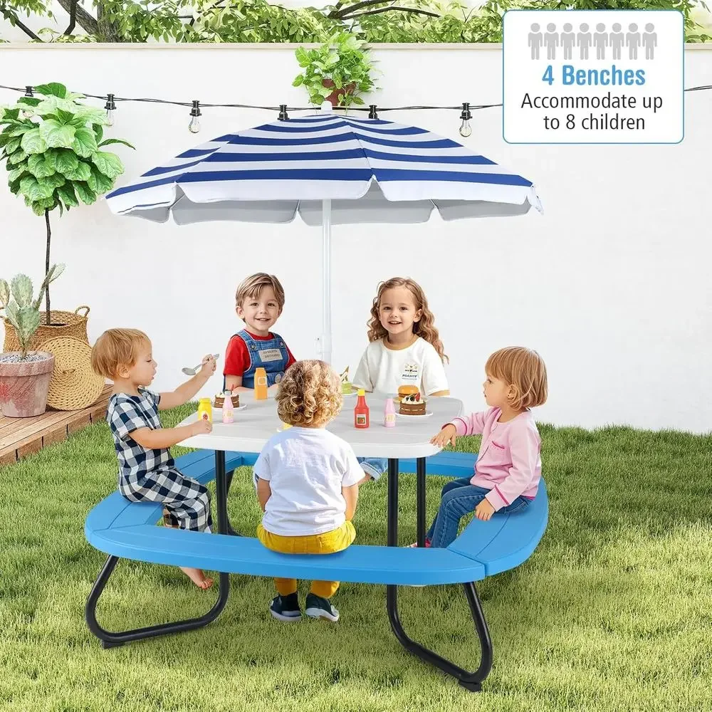 8-Person Kids Picnic Table wit - Kids Outdoor Bench recension och pris
