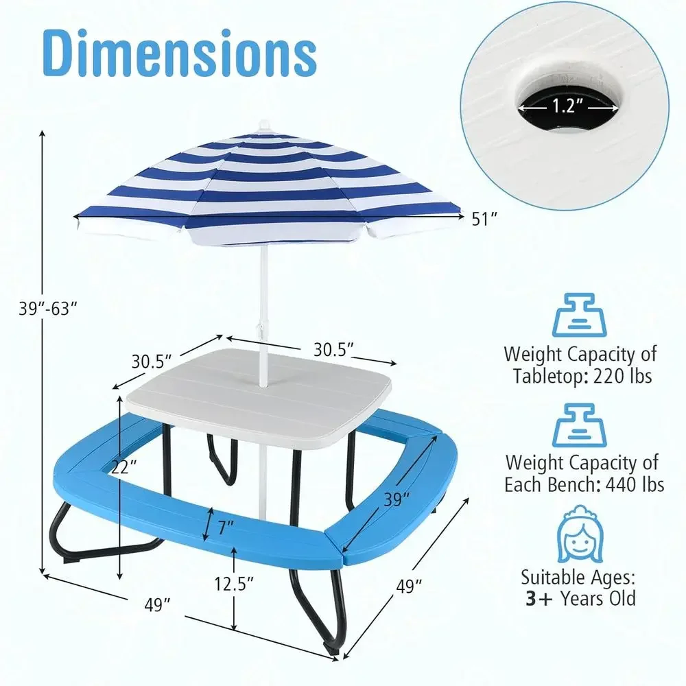 8-Person Kids Picnic Table wit - Kids Outdoor Bench recension och pris