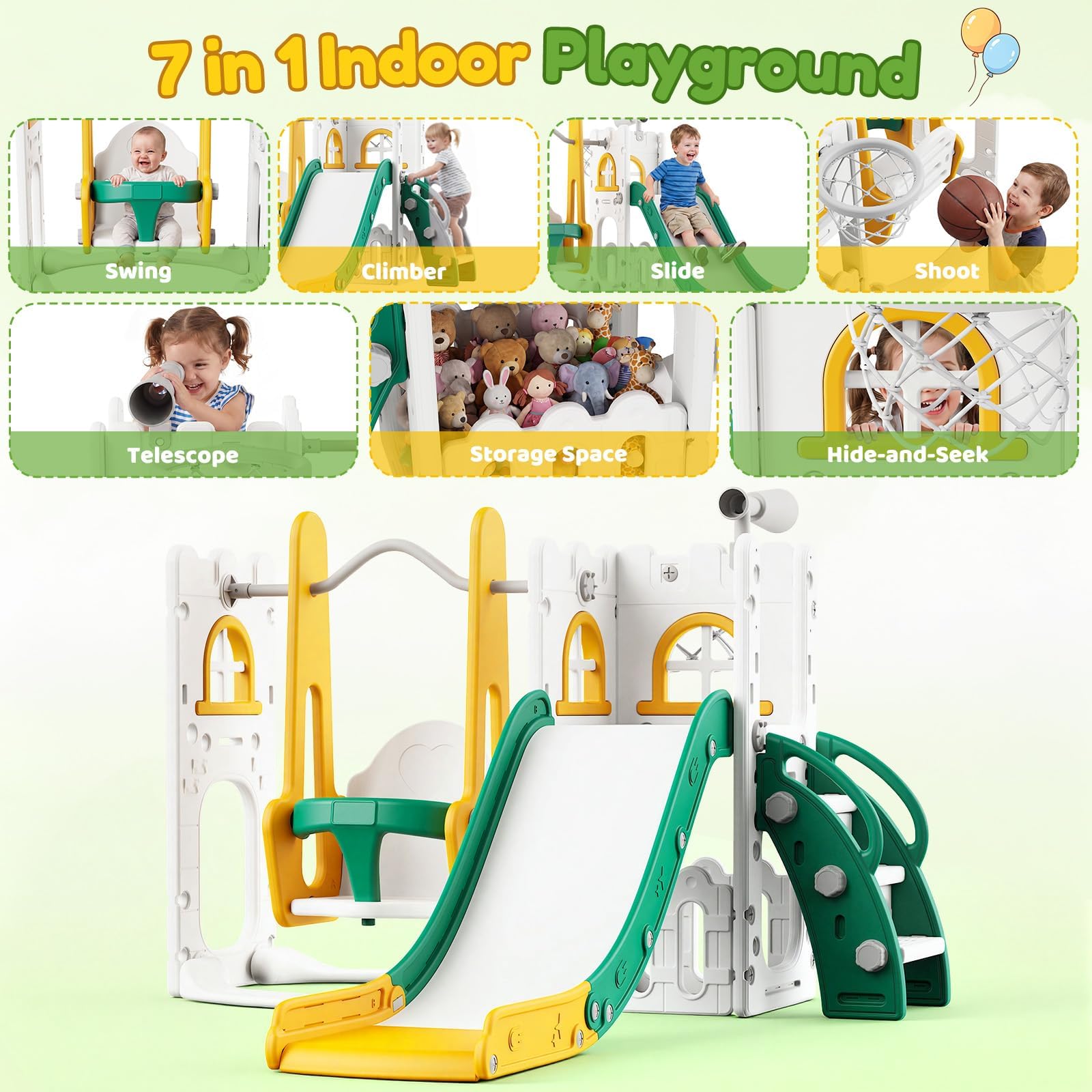 7 in 1 Toddler Slide And Swing - Kids Outdoor Climber recension och pris