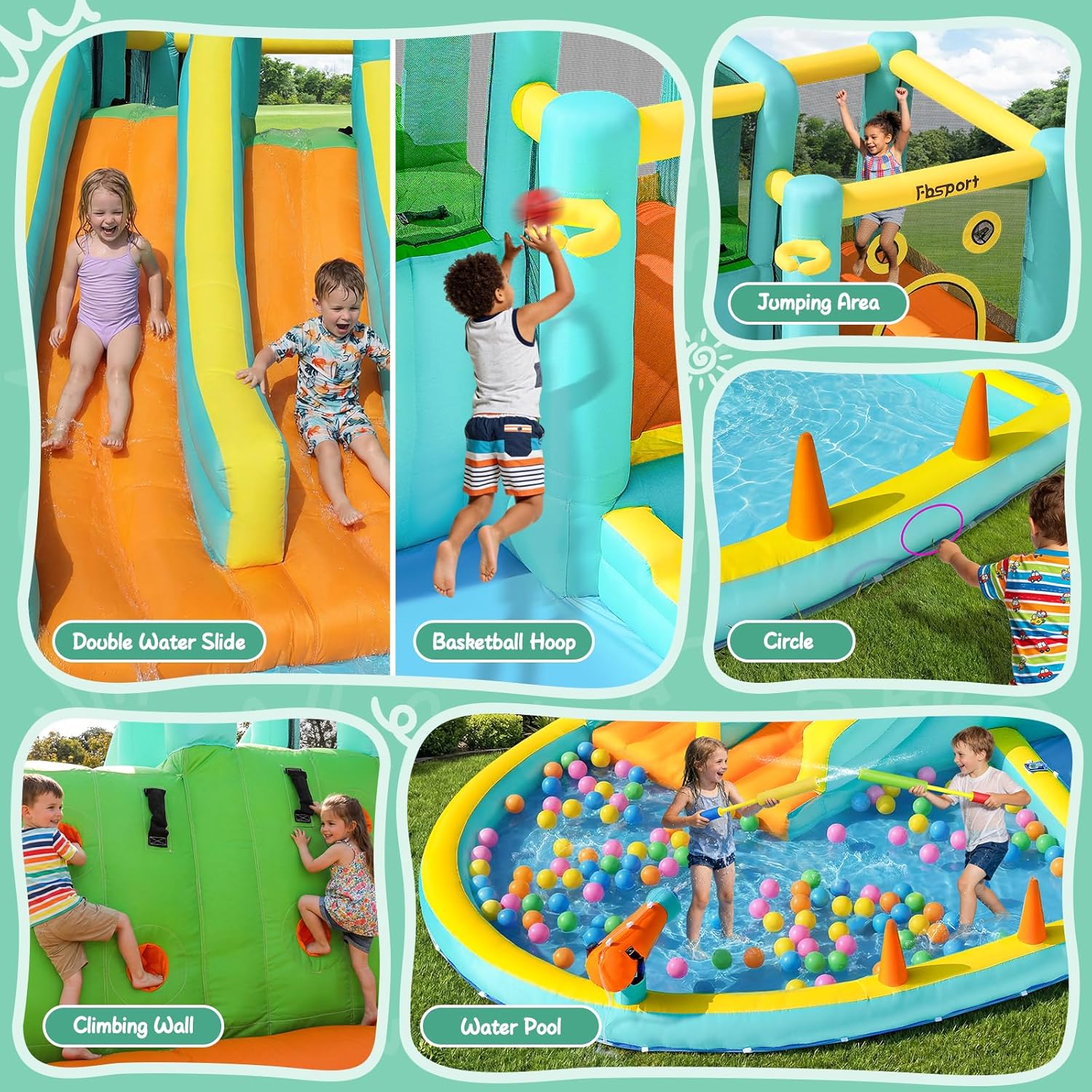 Double Slide Inflatable Water  - Kids Outdoor Pool recension och pris