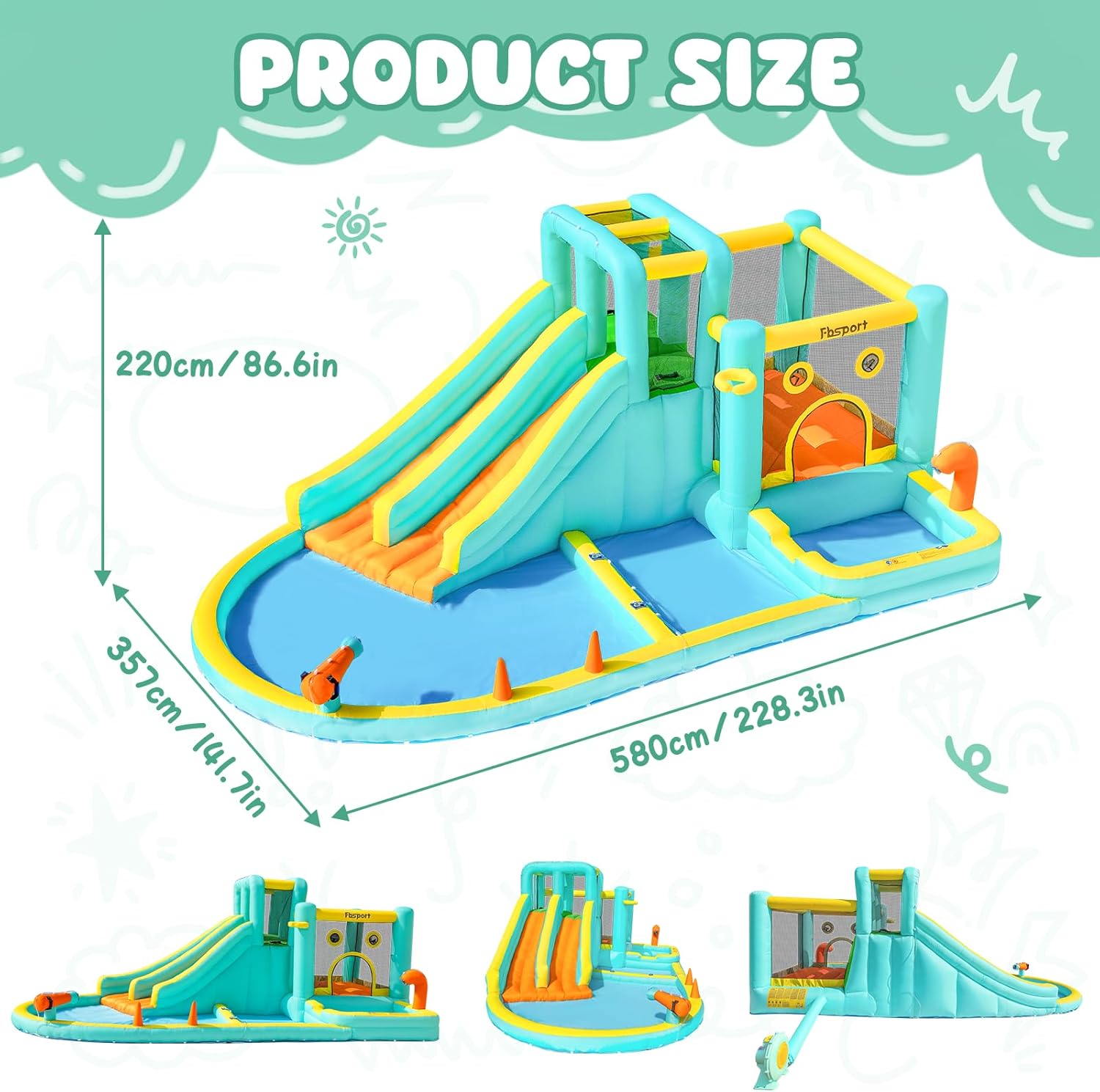 Double Slide Inflatable Water  - Kids Outdoor Pool recension och pris