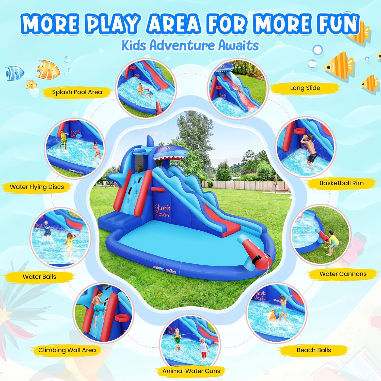 Shark-Themed Inflatable Water  - Kids Outdoor Climbing Wall recension och pris