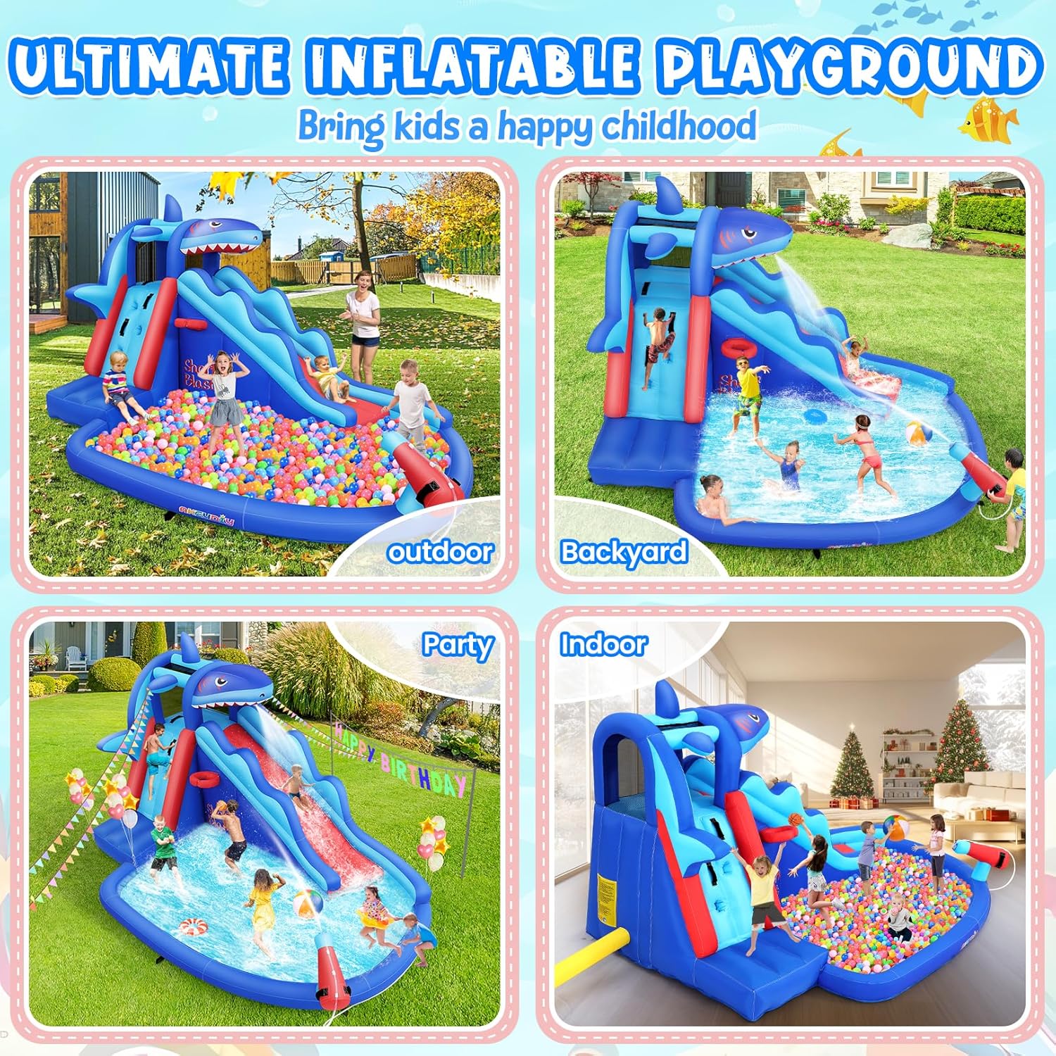Shark-Themed Inflatable Water  - Kids Outdoor Climbing Wall recension och pris
