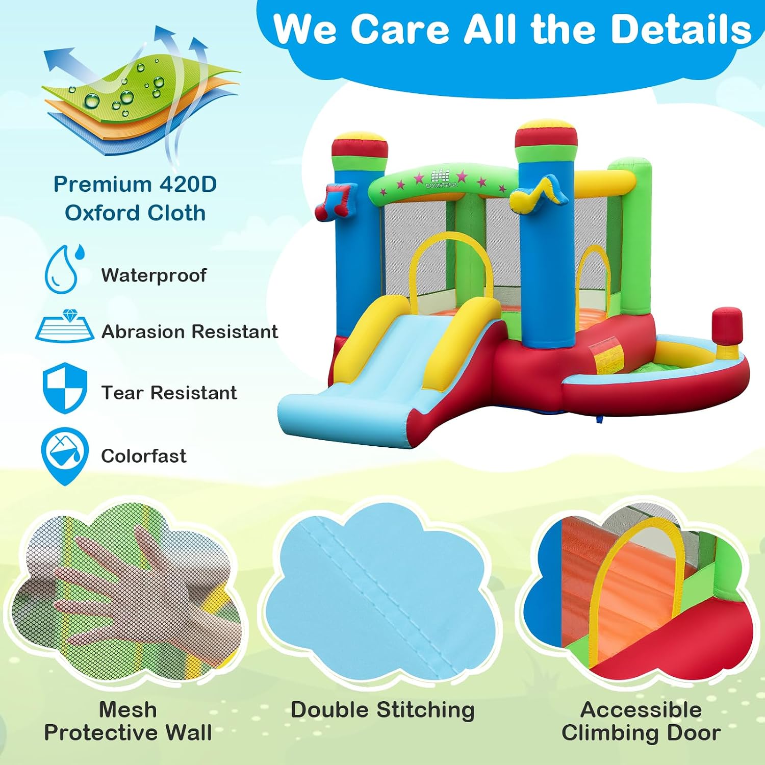 Inflatable Bounce House with B - Kids Outdoor Basketball Hoop recension och pris