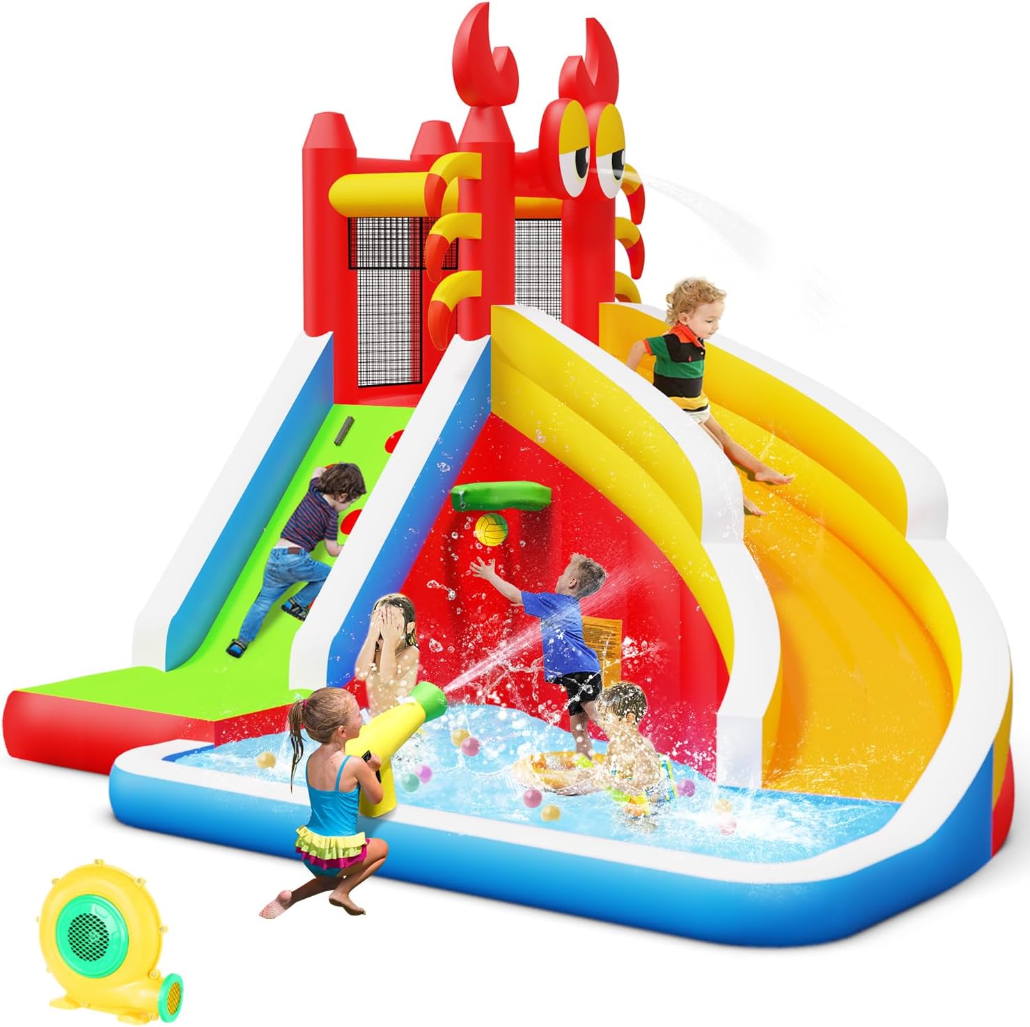 Large Inflatable Bounce House  - Kids Outdoor Basketball Hoop recension och pris