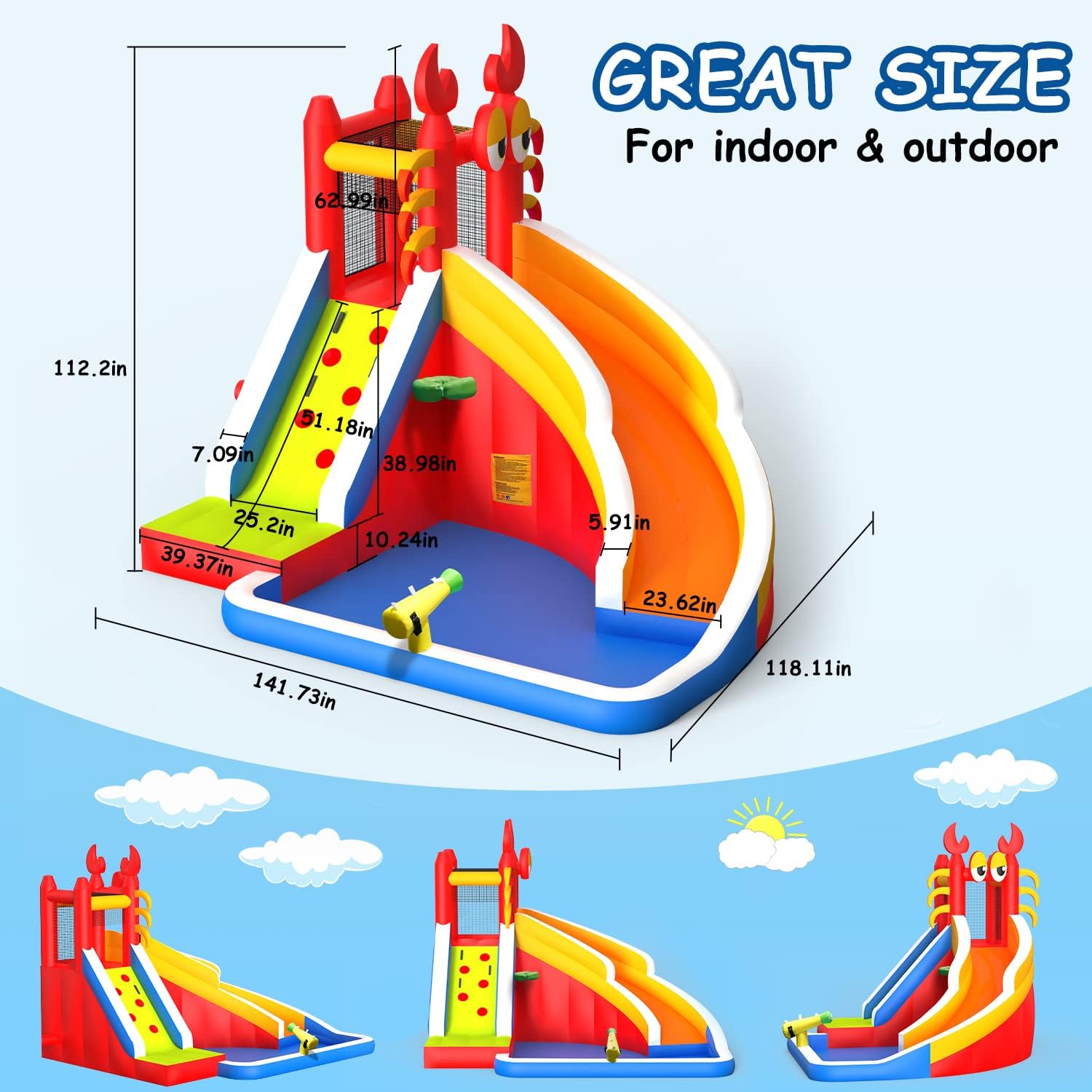 Large Inflatable Bounce House  - Kids Outdoor Basketball Hoop recension och pris