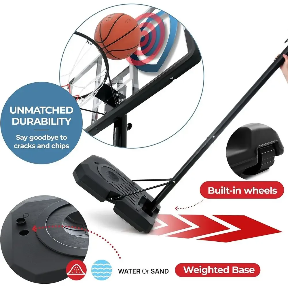 Adjustable 44 Shatterproof Bas - Kids Outdoor Basketball Hoop recension och pris