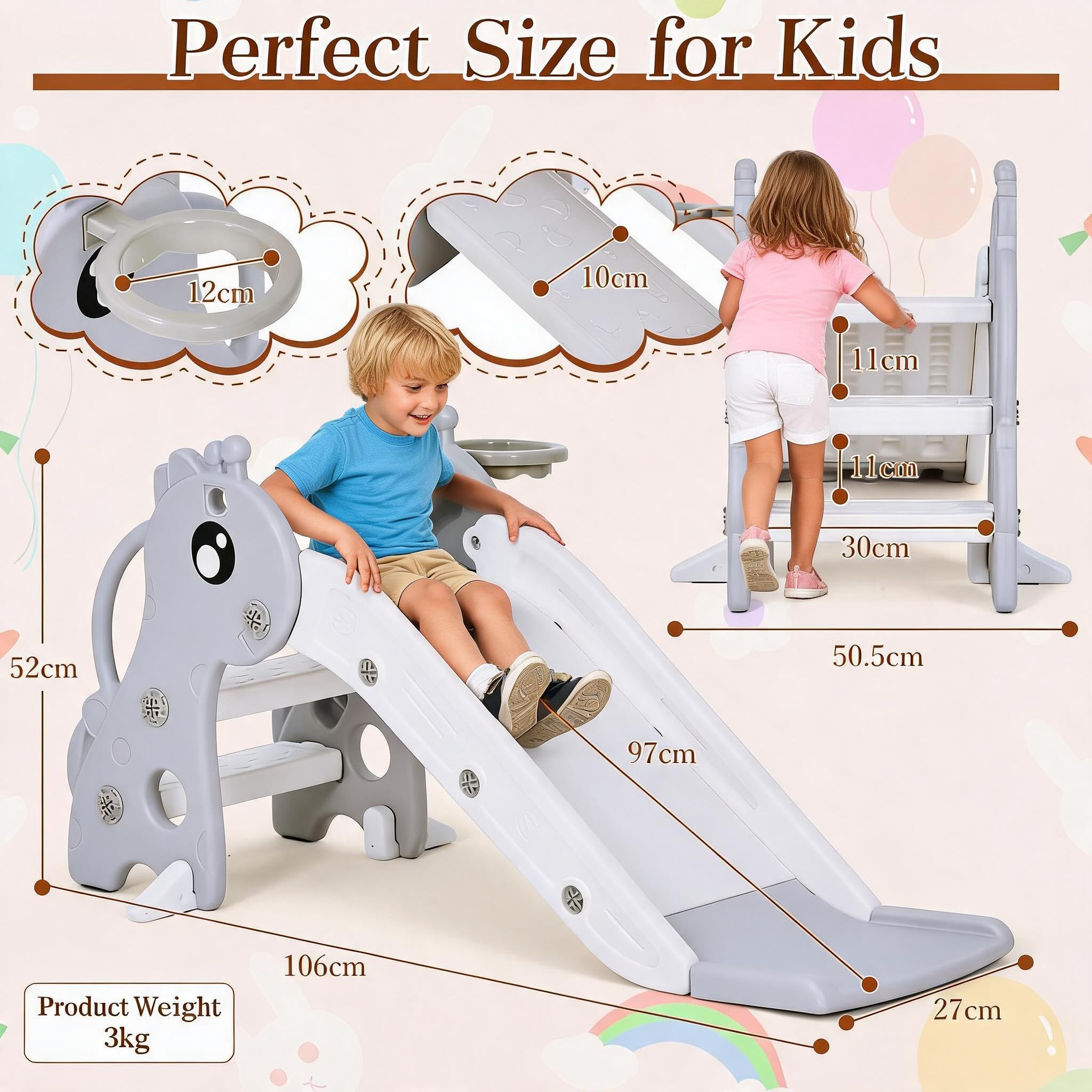 3 In 1 Toddler Slide With Bask - Kids Outdoor Climber recension och pris