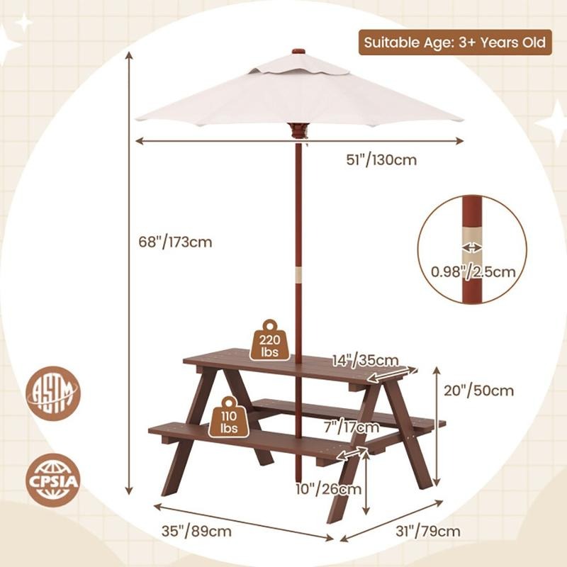 Outdoor 4-Seat Kids Picnic Tab - Kids Outdoor Bench recension och pris