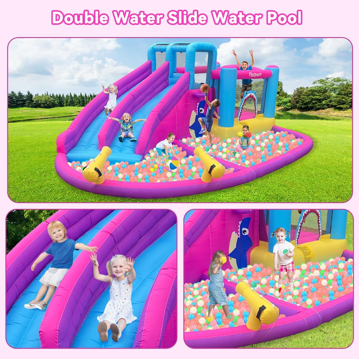Twin Water Slides Inflatable B - Kids Outdoor Climbing Wall recension och pris
